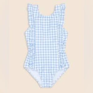 Minnow NWT Swim Girls Oasis Blue Gingham Ruffle One Piece Sz 13-14 L